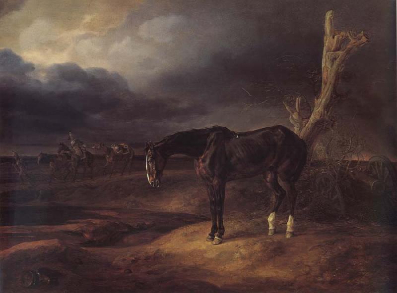 Adam Albrecht A gentleman loose horse on the battlefield of Borodino 1812 oil painting image